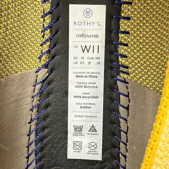 Rothy's The Flat Slip On Shoes Yellow Knit Flats Women's 11 Casual Washable - Picture 11 of 11